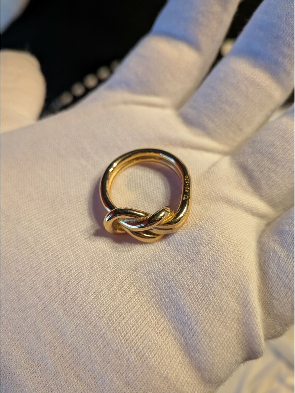Nice Authentic! US Seller! HERMES Scarf Ring Atame Gold Tone